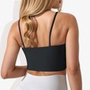 Black Small Women's Scoop Neck Stretchy Cropped Sports Athletic Bra
