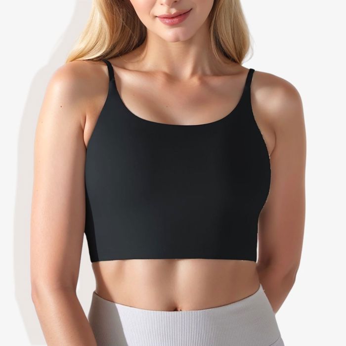 Women's Scoop Neck Stretchy Cropped Sports Athletic Bra