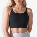 Black XL Women's Scoop Neck Stretchy Cropped Sports Athletic Bra