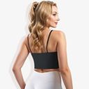 Black XL Women's Scoop Neck Stretchy Cropped Sports Athletic Bra