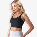 Black XL Women's Scoop Neck Stretchy Cropped Sports Athletic Bra