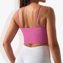 Pink Large Women's Scoop Neck Stretchy Cropped Sports Athletic Bra