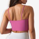 Pink Large Women's Scoop Neck Stretchy Cropped Sports Athletic Bra