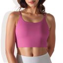 Pink Medium Women's Scoop Neck Stretchy Cropped Sports Athletic Bra