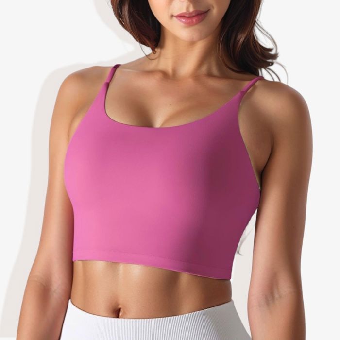 Women's Scoop Neck Stretchy Cropped Sports Athletic Bra