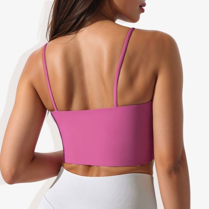 Women's Scoop Neck Stretchy Cropped Sports Athletic Bra