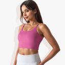 Pink Small Women's Scoop Neck Stretchy Cropped Sports Athletic Bra