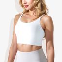 White Large Women's Scoop Neck Stretchy Cropped Sports Athletic Bra