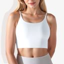 White Medium Women's Scoop Neck Stretchy Cropped Sports Athletic Bra