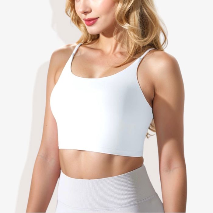 Women's Scoop Neck Stretchy Cropped Sports Athletic Bra