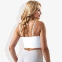 White Medium Women's Scoop Neck Stretchy Cropped Sports Athletic Bra