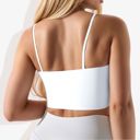 White XL Women's Scoop Neck Stretchy Cropped Sports Athletic Bra