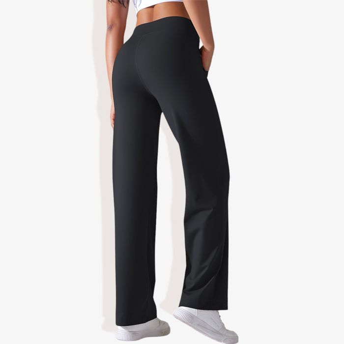 Women's Wide Adjustable Waist Band Curved Pocket Straight Leg Athletic Joggers