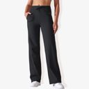 Black XL Women's Wide Adjustable Waist Band Curved Pocket Straight Leg Athletic Joggers