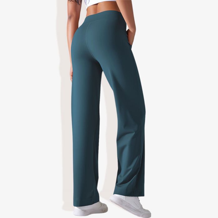 Women's Wide Adjustable Waist Band Curved Pocket Straight Leg Athletic Joggers