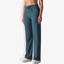 Blue Medium Women's Wide Adjustable Waist Band Curved Pocket Straight Leg Athletic Joggers