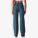 Blue Medium Women's Wide Adjustable Waist Band Curved Pocket Straight Leg Athletic Joggers