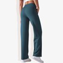 Blue Medium Women's Wide Adjustable Waist Band Curved Pocket Straight Leg Athletic Joggers