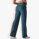 Blue Medium Women's Wide Adjustable Waist Band Curved Pocket Straight Leg Athletic Joggers