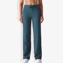 Blue XL Women's Wide Adjustable Waist Band Curved Pocket Straight Leg Athletic Joggers