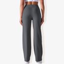 Gray Large Women's Wide Adjustable Waist Band Curved Pocket Straight Leg Athletic Joggers