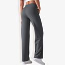 Gray Large Women's Wide Adjustable Waist Band Curved Pocket Straight Leg Athletic Joggers