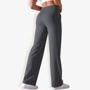 Gray Large Women's Wide Adjustable Waist Band Curved Pocket Straight Leg Athletic Joggers