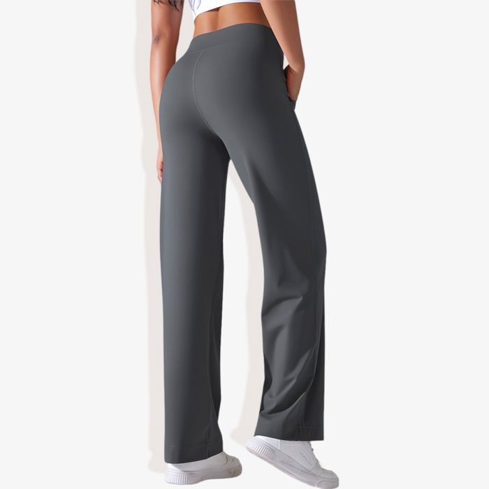 Women's Wide Adjustable Waist Band Curved Pocket Straight Leg Athletic Joggers
