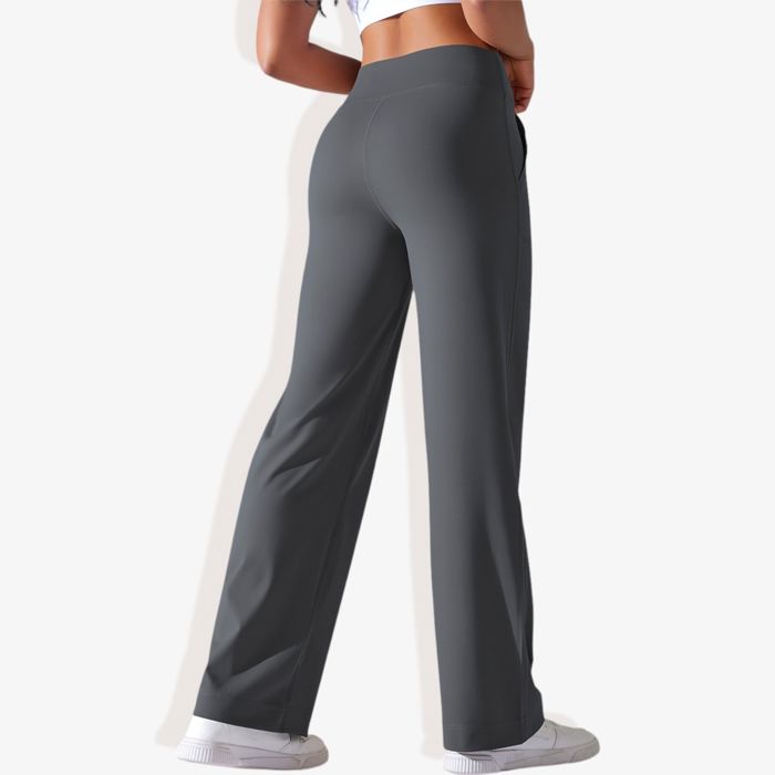Women's Wide Adjustable Waist Band Curved Pocket Straight Leg Athletic Joggers