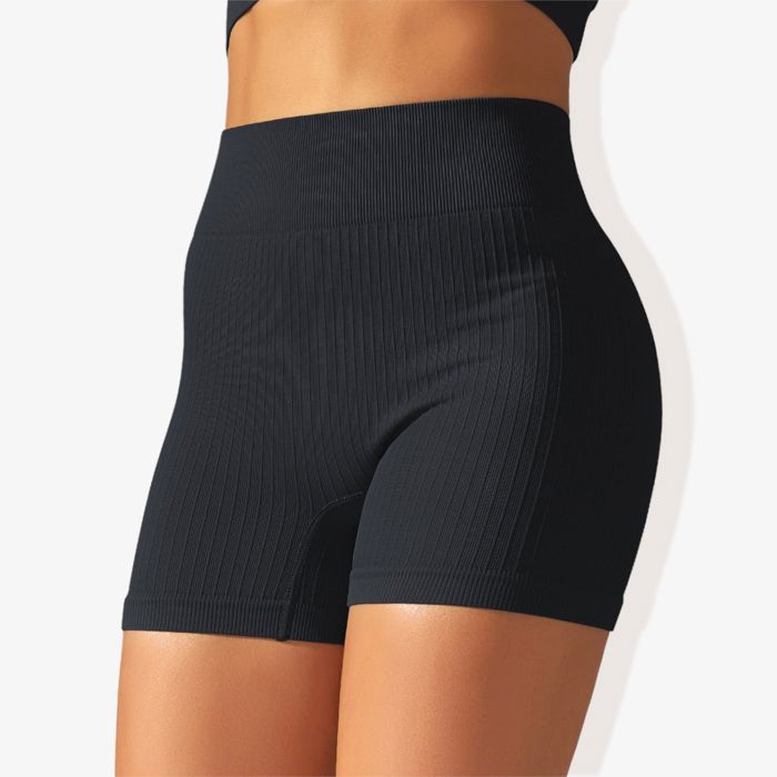 Women's Wide Band Stretchy Rib Knit Seamless Gathered Biker Shorts