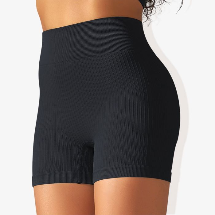 Women's Wide Band Stretchy Rib Knit Seamless Gathered Biker Shorts