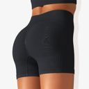 Black Small Women's Wide Band Stretchy Rib Knit Seamless Gathered Biker Shorts