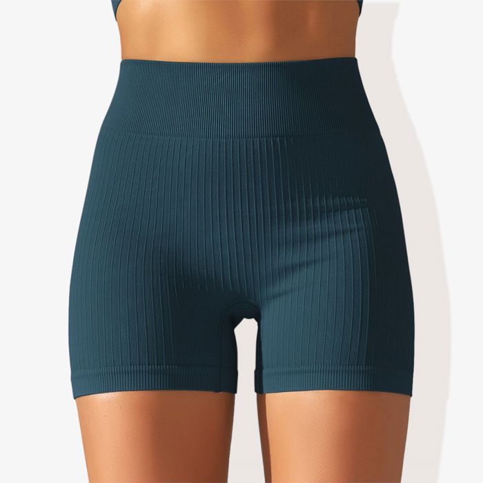 Women's Wide Band Stretchy Rib Knit Seamless Gathered Biker Shorts