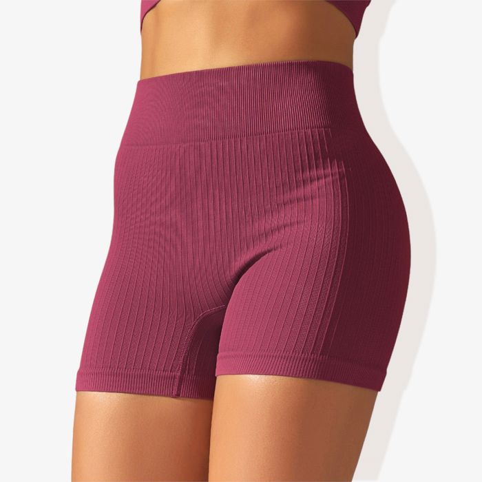 Women's Wide Band Stretchy Rib Knit Seamless Gathered Biker Shorts