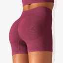 Red Large Women's Wide Band Stretchy Rib Knit Seamless Gathered Biker Shorts