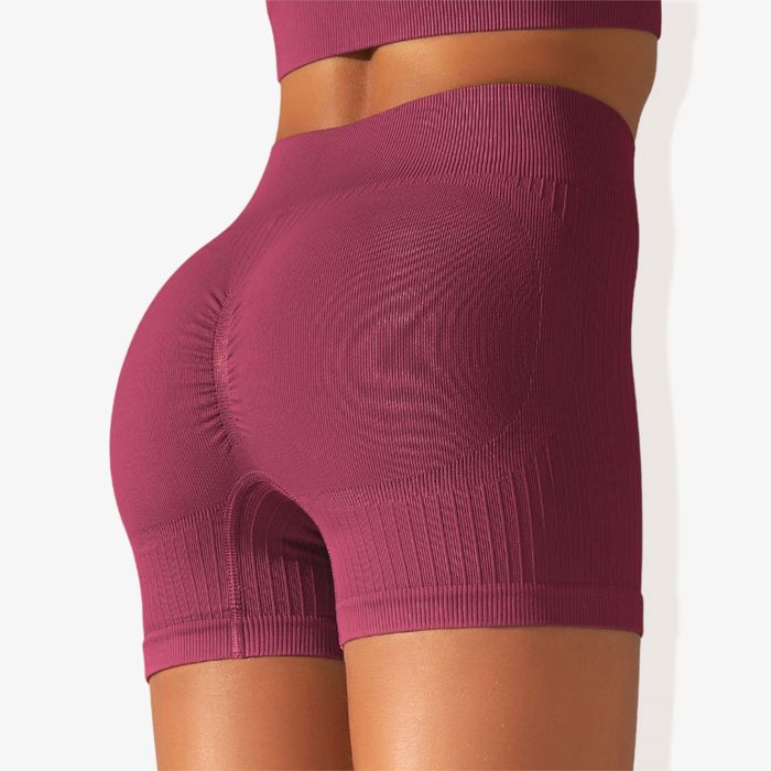 Women's Wide Band Stretchy Rib Knit Seamless Gathered Biker Shorts