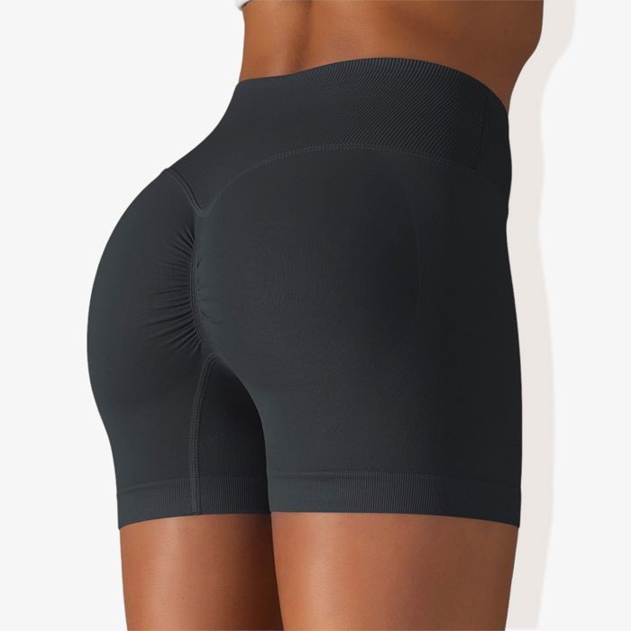 Women's Wide Band Stretchy Rib Knit Cross Front Gathered Biker Shorts