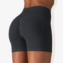 Black XL Women's Wide Band Stretchy Rib Knit Cross Front Gathered Biker Shorts