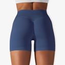 Blue Medium Women's Wide Band Stretchy Rib Knit Cross Front Gathered Biker Shorts