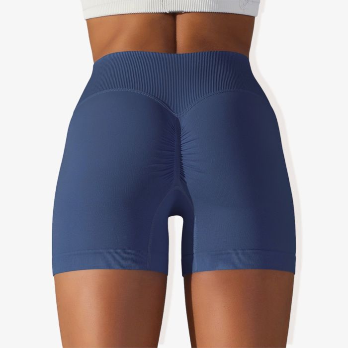 Women's Wide Band Stretchy Rib Knit Cross Front Gathered Biker Shorts