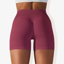 Red XL Women's Wide Band Stretchy Rib Knit Cross Front Gathered Biker Shorts