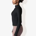 Black Medium Women's Stretchy Long Sleeve High Neck Zip Pocket Sports Jacket