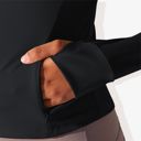 Black Medium Women's Stretchy Long Sleeve High Neck Zip Pocket Sports Jacket