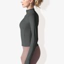 Gray Medium Women's Stretchy Long Sleeve High Neck Zip Pocket Sports Jacket