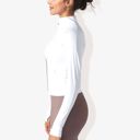 White XL Women's Stretchy Long Sleeve High Neck Zip Pocket Sports Jacket