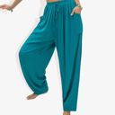 Green Large Elastic Tie Detail Gathered Waist Side Pocket Relaxed Joggers