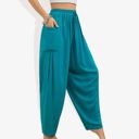 Green XL Elastic Tie Detail Gathered Waist Side Pocket Relaxed Joggers