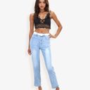  High Waist Straight Leg Jeans With Subtle Distressing