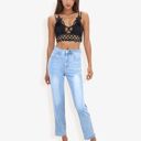  High Waist Straight Leg Jeans With Subtle Distressing