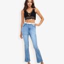 Blue XXL High Waist Light Wash Flare Jeans with Subtle Distressing